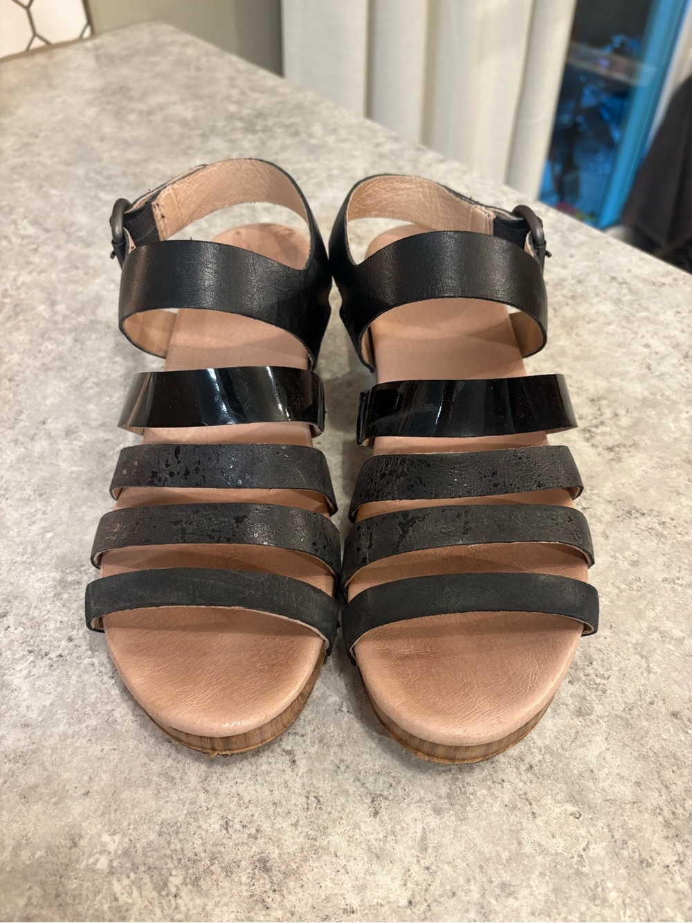 Women's Dansko Strappy Black Leather Sandals
